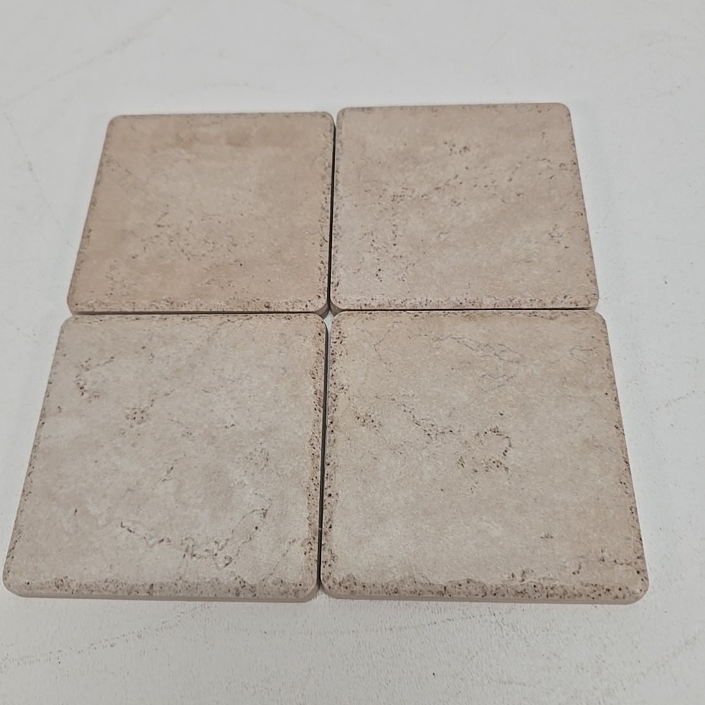 Set of 4 Rialto Beige Venetian Stone Porous 4x4 Tiles Backsplash Kitchen Crafts
